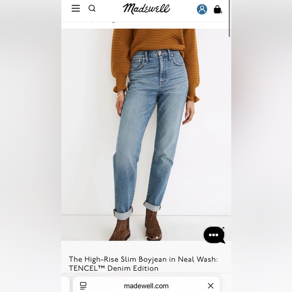 Madewell High Rise Slim Boy Jean in Neal Wash Tencel Denim Edition Size 27 - Picture 2 of 16